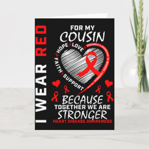 Cartão Eu Uso Vermelho Para a Minha Prima Conscientização