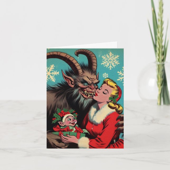 Cartão Eu Vi a Mamãe Beijando o Krampus (Frente)