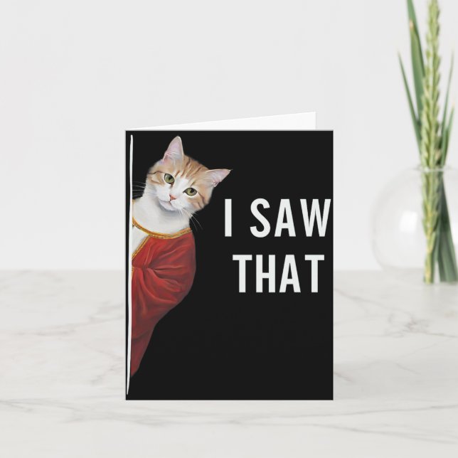 Cartão Eu Vi Aquele Gatinho Engraçado Gato De Natal Jesus (Frente)