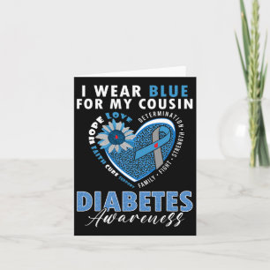 Cartão Eu Visto Azul Para O Meu Primo Tipo 1, Diabetes Aw