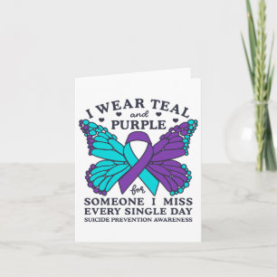 Cartão Eu Visto Teal E Roxo Para A Prevenção Do Suicídio