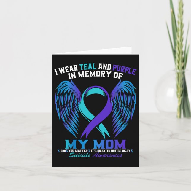 Cartão Eu Visto Teal E Roxo Para Minha Mãe, Awarenes Suic (Frente)