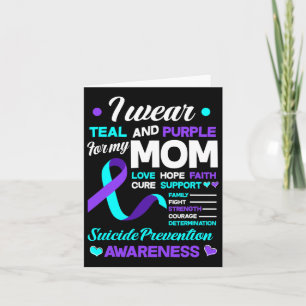 Cartão Eu Visto Teal E Roxo Para Minha Mãe, Suicídio Prev