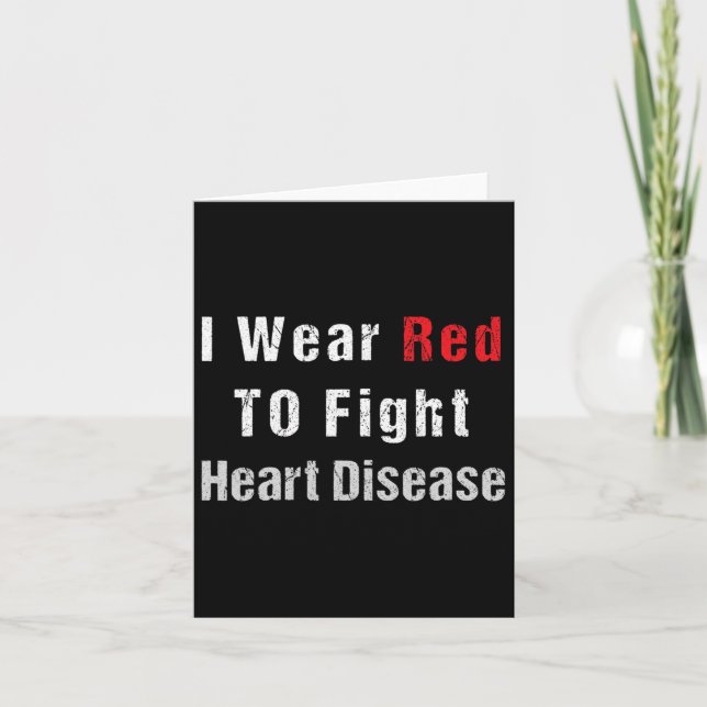 Cartão Eu Visto Vermelho Para Combater Doenças Cardíacas  (Frente)