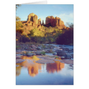 Cartão EUA, Arizona, Sedona. Cathedral Rock refletindo