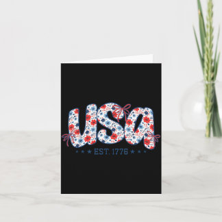 Cartão EUA Est 1776 Coquette Laço 4 de Julho EUA Floral
