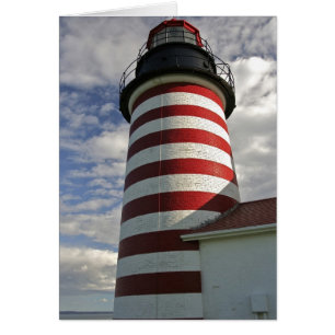 Cartão EUA, Maine, Lubec. Farol West Quoddy Head