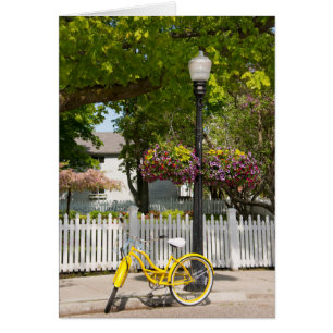 Cartão EUA, Michigan, Ilha Mackinac. Bicicleta Amarela