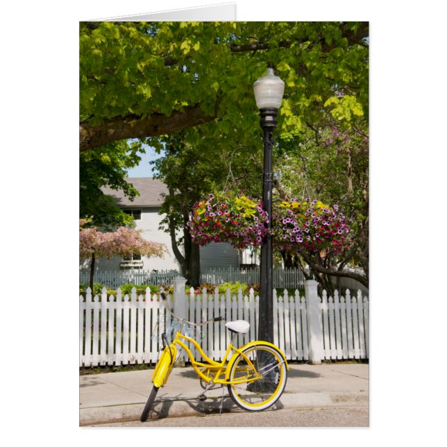 Cartão EUA, Michigan, Ilha Mackinac. Bike Amarelo (Frente)