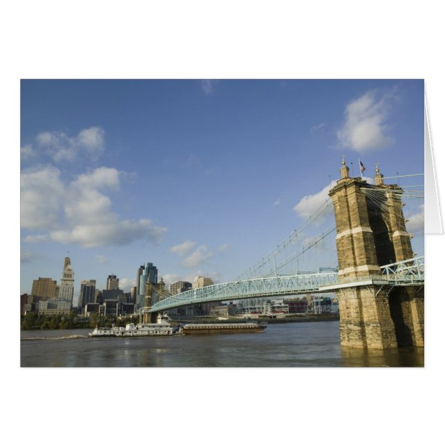 Cartão EUA, Ohio, Cincinnati: Roebling Suspension 2 (Frente Horizontal)