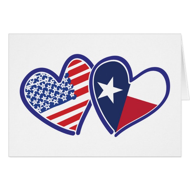 Cartão EUA-Texas-Flag-Heart (Frente Horizontal)