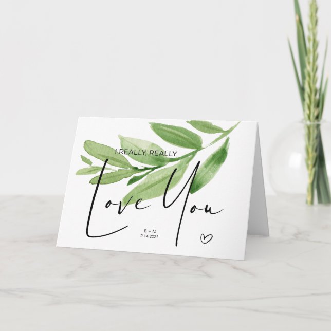 Cartão Eucalyptus Anniversário Gift para Marido Te Ama (Frente)