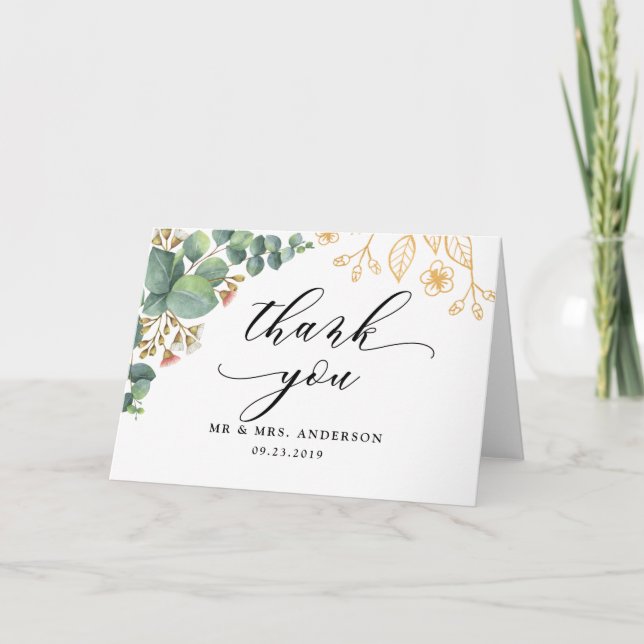 Cartão Eucalyptus Dourada aves (Frente)