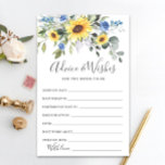 Cartão Eucalyptus — Girassóis Elegantes<br><div class="desc">Bolsa Elegante de Girassóis Eucalyptus Advice & Wish Card. Personalize com a noiva para ser o nome e a data do chá. Para mais personalização,  clique no link "personalizar mais". Se precisar de ajuda,  entre em contato comigo,  por favor.</div>