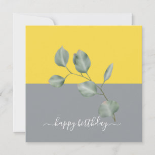 Cartão Eucalyptus Moderno Deixa Colorblock Aniversário