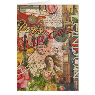 Cartão Europa Viagem Vintage Europa Paris França Art