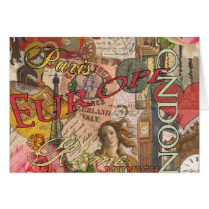 Cartão Europa Viagem Vintage Europa Paris França Art