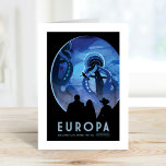 Cartão Europa | Visão do futuro da NASA<br><div class="desc">Esta poster da NASA Visions of the Future series imagina a exploração futura da lua gelada Europa de Júpiter. Sob a sua superfície, acredita-se que Europa esconda um vasto oceano e as potenciais condições para uma vida simples. Veja a série de cheios para obter mais imagens de viagem de espaço...</div>