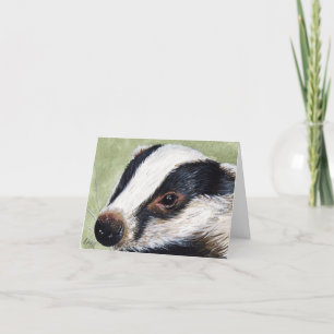 Cartão European Badger Cub Painting Note Card