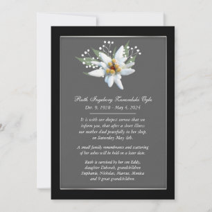 Cartão Europeu de Anúncio de Morte de Estilo Edelw