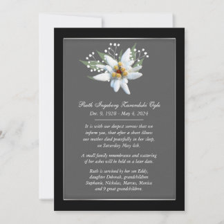 Cartão Europeu de Anúncio de Morte de Estilo Edelw