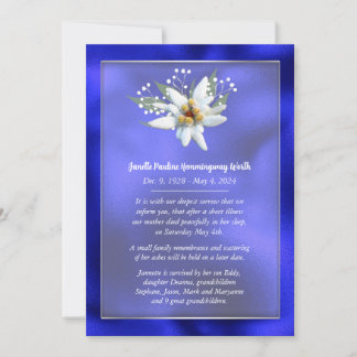 Cartão Europeu de Anúncio de Morte de Estilo Edelw