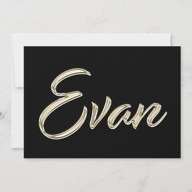 Cartão Evan Name white gold Handwriting Karte (Frente)