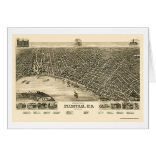 Cartão Evansville, no mapa panorâmico - 1888