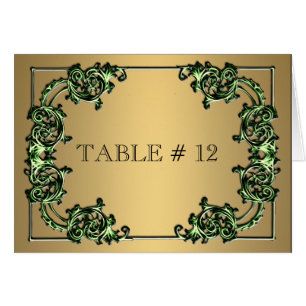 Cartão Evento de casamento do ornamentado de ouro verde