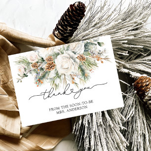 Cartão Evergreen Elegant Winter Chá de panela Obrigado