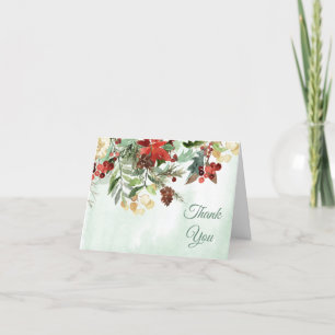 Cartão Evergreen Floral Winter Berry Obrigado
