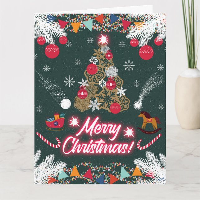 Cartão Evergreen Joy do Natal (Frente)