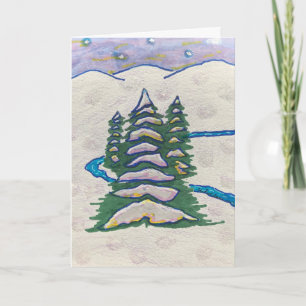 Cartão Evergreens na neve