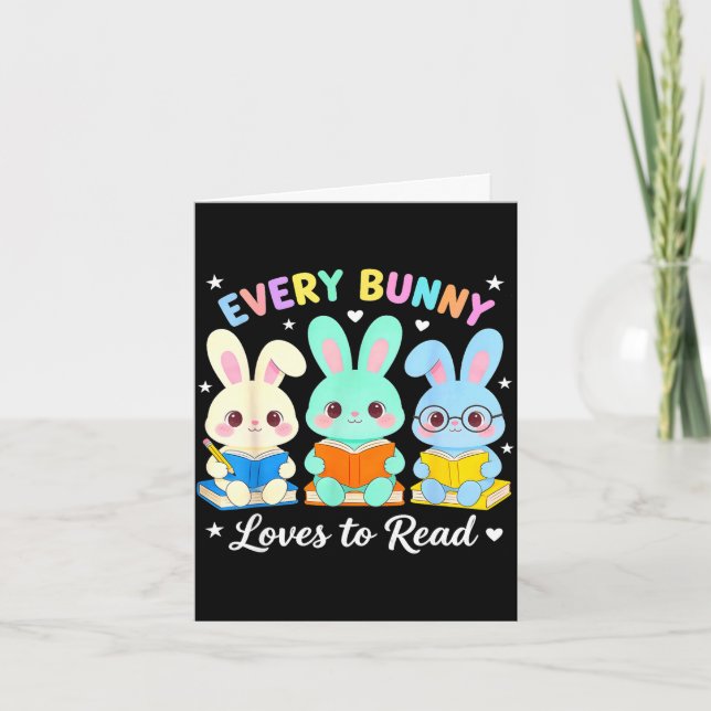 Cartão Every bunny loves to read book lover bookworm (Frente)