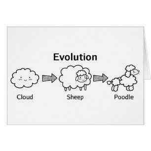 Cartão Evolução engraçada da nuvem em ovelha e poodle