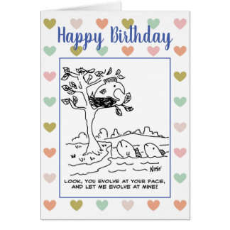 Cartão Evolução. Um peixe está nidificando em uma árvore