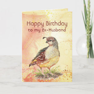 Cartão Ex-Marido Birthday California Quail Bird