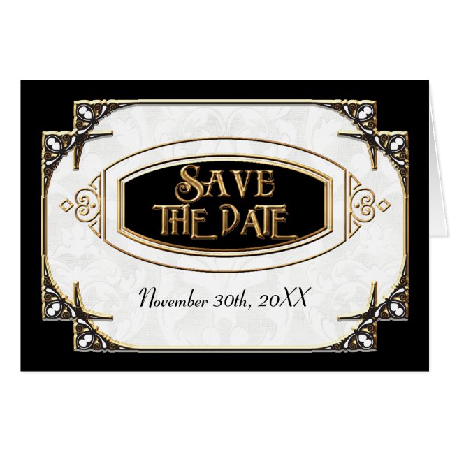 Cartão Excelente Art Deco Gatsby Style Typografia n Lace  (Frente horizontal)