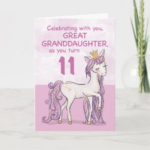 Cartão Excelente Avô 11 de Aniversário Unicórnio Rosa
