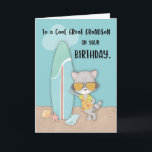 Cartão Excelente Avô Birthday Beach Funny Legal Raccoon<br><div class="desc">Seu excelente adorável e divertido neto certamente amará este cartão assim que você o entregar na sua próxima celebração de aniversário. Já que ele ama tanto o sol e a água,  ele definitivamente se juntará a esse racum legal ao cavalgar as ondas.</div>