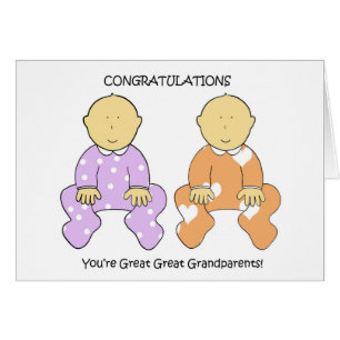 Cartão Excelente dos avós aos Parabéns gêmeos.
