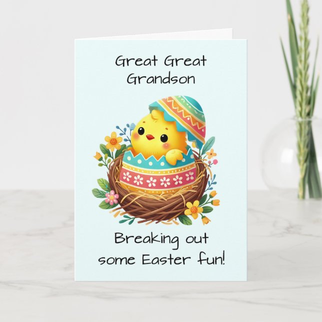 Cartão Excelente excelente Páscoa Avô Pintinho Quebra She (Frente)