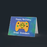 Cartão Excelente Grandson, 11 Anos, Controle de Jogador d<br><div class="desc">Este cartão será perfeito quando você estiver procurando um cartão de aniversário divertido para cumprimentar seu neto excelente um feliz aniversário. Um hobby de videogames como ele certamente ama uma carta que mostra o que ele frequentemente segura em suas mãos.</div>