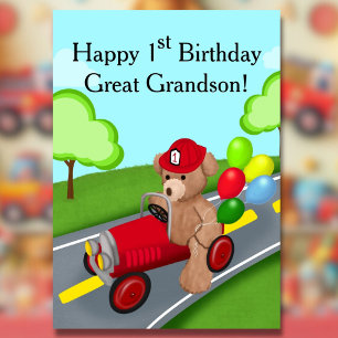 Cartão Excelente Grandson primeiro aniversario Teddy Bear