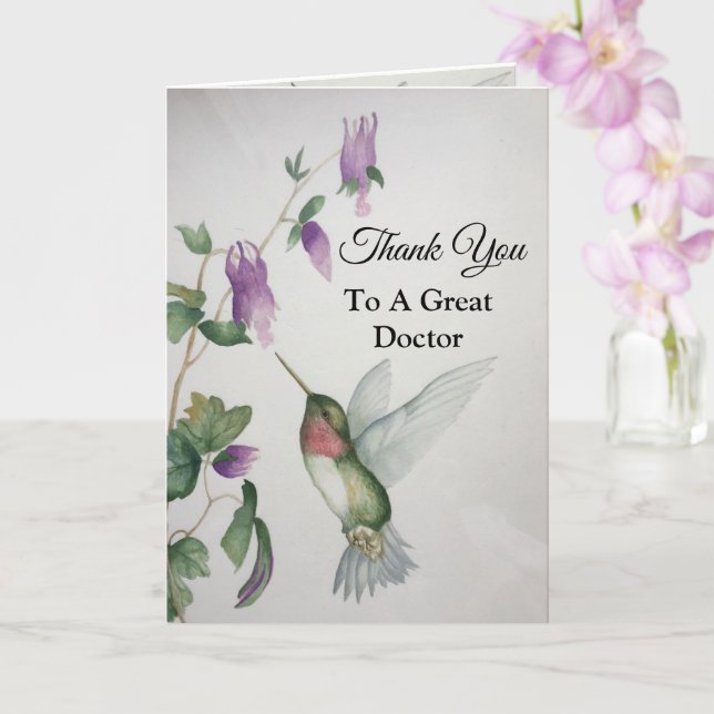 Cartão Excelente Médico Obrigado Jardim do Hummingbird (Orquídea)
