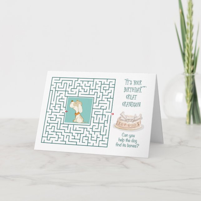 Cartão Excelente neto Incrível, Quebra-cabeça de Maze de  (Frente)