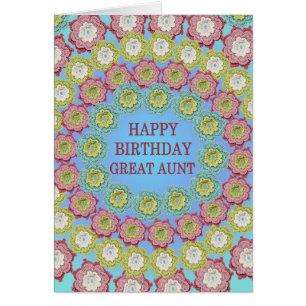 Cartão Excelente Tia Birthday Crochet Flowers