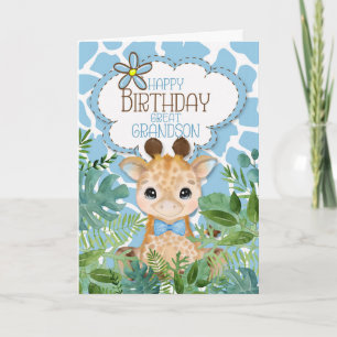 Cartão Excelente Vovô Selva Azul Girafa Parecia Aniversár