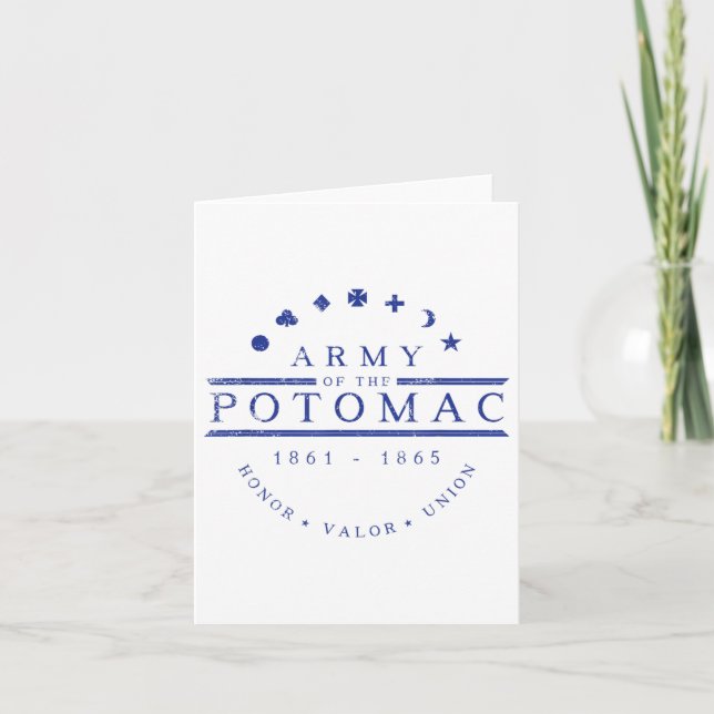 Cartão Exército Da União Da Guerra Civil De Potomac (Frente)