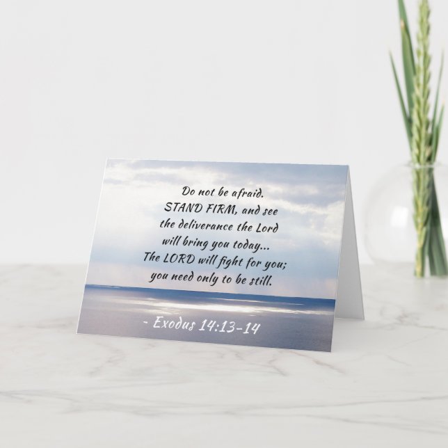 Cartão Êxodo 14:13-14 Não tenha medo de firmeza STAND (Frente)